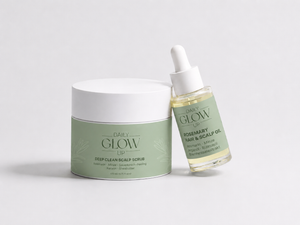 Daily Glow Up Kopfhaut & Haar Set mit Scalp Scrub und Rosemary Hair & Scalp Strengthening Oil.