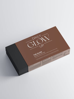 Vorderseite der Daily Glow Up The Glow Serum Collection Box.